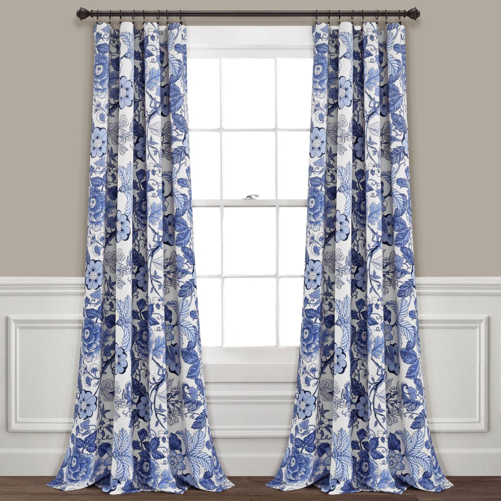 Photos - Curtains & Drapes Set of 2 95"x52" Sydney Light Filtering Window Curtain Panels Navy/White 