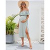 BLUEMING Maternity Sundress Flounce Elastic Neckline Dress Thigh Slit Maxi A-Line Dress - 2 of 4