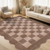 2x6FT Modern Washable Area Rug for Living Room, Foldable Floor Rug with Non Slip Backing, Low Pile Stain Resistant Indoor Carpet for Dorm, Beige - 2 of 4