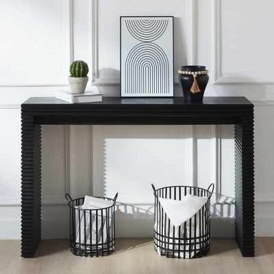 FURNIinspire Console Tables 47" Modern Wood Console Table, Narrow Entryway Table, Hallway Accent Table, Sofa Table, Black, 11.8"*47.2"*31.7"