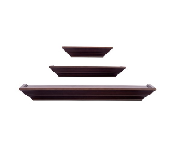 Set of 3 Traditional Floating Ledge Shelf Set Brown- Burnes of Boston