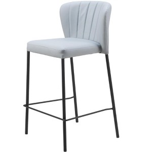 HomeRoots Set of Two 26" Gray And Black Faux Leather And Steel Counter Height Bar Chairs - 1 of 4