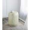 HDZNVF 14x14x18 inch Cream and Green Cylinder Accent End Table with Striped Pattern - 2 of 4