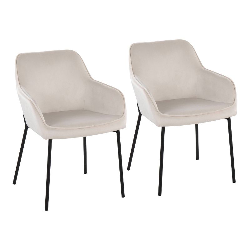 Set of 2 Daniella Velvet/Steel Dining Chairs Black/Cream - LumiSource, 1 of 11