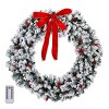 Racxily 48in Pre-lit Snow Flocked Christmas Wreath, Lighted Artificial Xmas Wreath with 150 Warm White Lights and 450 PVC Tips and DIY Ornaments - 2 of 4