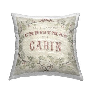 Stupell Industries Christmas Cabin Phrase Rustic Holly Wreath - 1 of 3