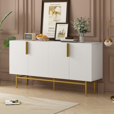 Modern Elegant 4-door Sideboard Gold Metal Handle Buffet Cabinet for Dining Room