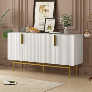 Modern Elegant 4-door Sideboard Gold Metal Handle Buffet Cabinet for Dining Room - 1 of 4