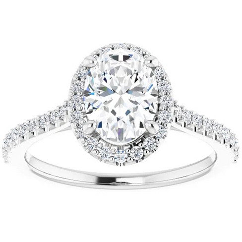 Pompeii3 1 1/2 Ct Halo Diamond & Oval Moissanite Engagement Ring White Gold - image 1 of 4