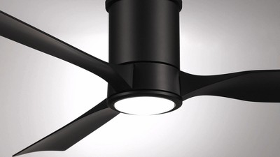 Keel 56" Matte Black Metal LED Ceiling Fan with Remote