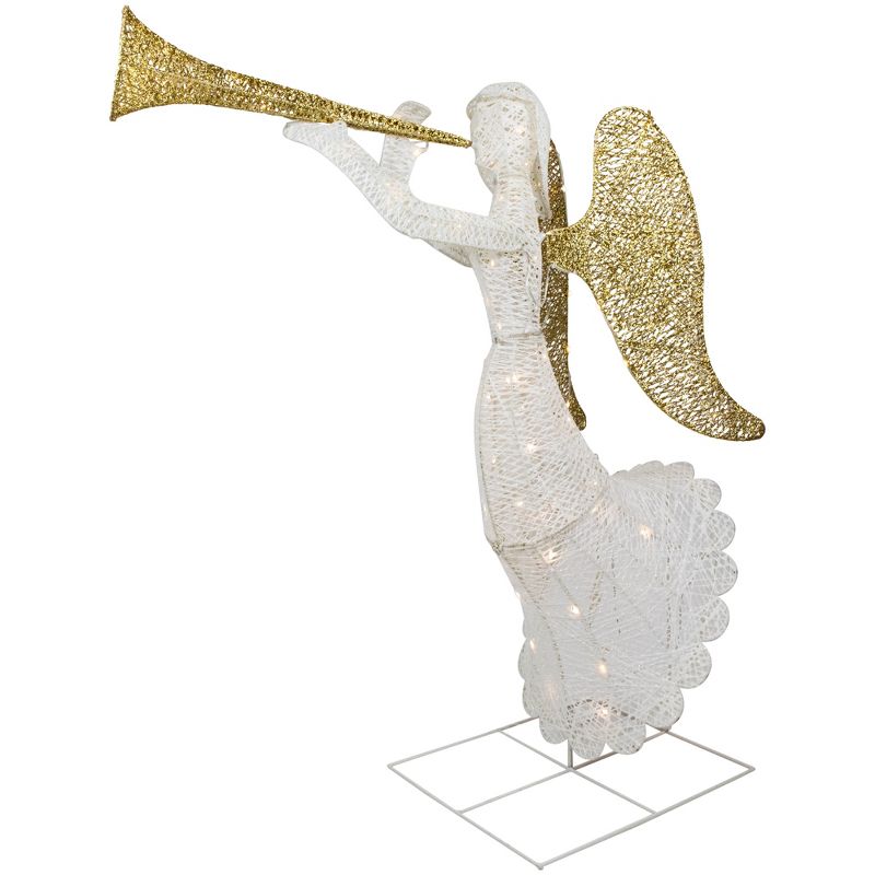 Northlight 48" LED Lighted Gold and Silver Trumpeting Angel Outdoor Christmas Outdoor Decoration, 4 of 8