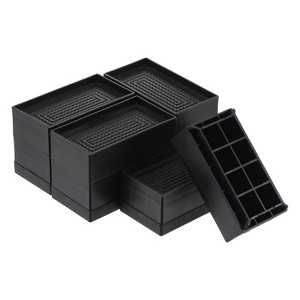 Unique Bargains Adjustable Non-Slip Bed Accessories and Parts Stackable Furniture Risers Black 4 Pcs - 1 of 3