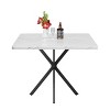 Maliang Square Dining Table Set for 4 Person, with 4 Chairs, Faux Marble Tabletop, Iron Legs, for Dining Room - 4 of 4