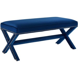 Modway Rivet Performance Velvet Bench Navy - 1 of 4