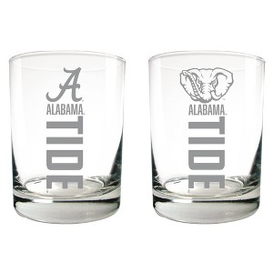NCAA Alabama Crimson Tide 2pk Glass Rocks Set - 1 of 3
