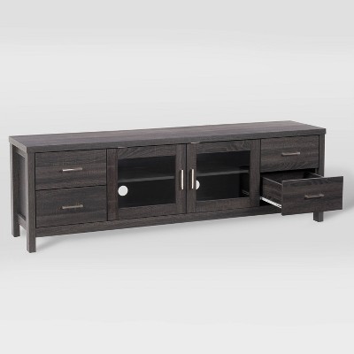 Hollywood Dark Gray Engineered Wood TV Cabinet with Doors for TVs up to 85"
