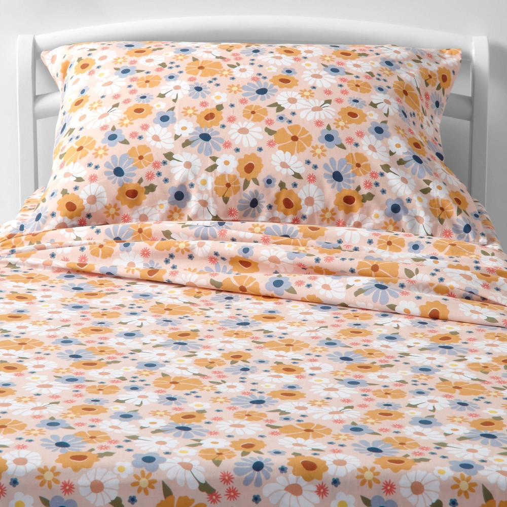 Photos - Bed Linen Toddler Vintage Floral Print Cotton Kids' Sheet Set - Pillowfort™