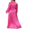Agnes Orinda Women's Plus Size Lantern Long Sleeve Flowy Swing Pleated Party Maxi Empire Waist Dresses - 4 of 4