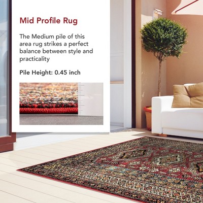 Medieval Red Round Synthetic Indoor/Outdoor Area Rug