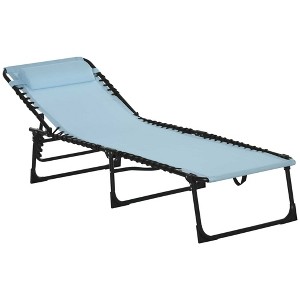 Maggift Patio Chaise Lounges, Portable Foldable Lounge Chair, Adjustable Angle Multifunctional Patio Lounge Chair, Blue, 22.75"*77.5"*32.25" - 1 of 4