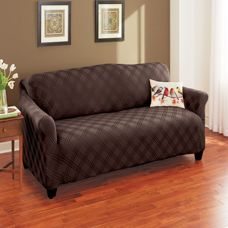Collections Etc Double Diamond Form Fit Stretch Furniture Slipcover, 2 of 3