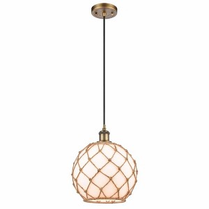 Farmhouse Rope - 1 Light Cord Hung Mini Pendant In Industrial Style-13 Inches Tall and 10 Inches Wide - 1 of 1