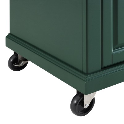 Emerald Green Birch Wood Kitchen Island Cart with Storage
