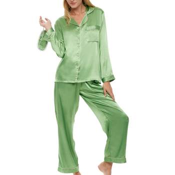  Green Weed Leaves Women's Pajama Sets Long Sleeve Sleepwear Pj  Set Soft Loungewear S : Sports & Outdoors