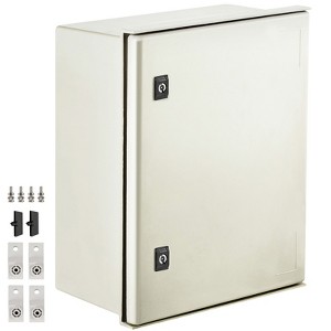 VEVOR NEMA Enclosure, 20x16x8in, NEMA 4X Fiberglass Steel Electrical Box, IP66 Waterproof & Dustproof , with Mounting Plate(50x40x20cm)),Light Gray - 1 of 4