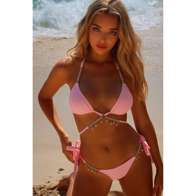 Moda Minx Seychelles 'Baby Pink' Tie Side Chain Bikini Bottoms