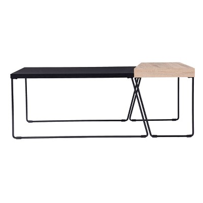 Set of 2 Bexearl Cocktail Tables Black/Natural - Aiden Lane