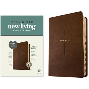 NLT Large Print Thinline Center-Column Reference Bible, Filament Enabled (Leatherlike, Brown Holy Cross, Indexed, Red Letter) - (Leather Bound) - 1 of 1