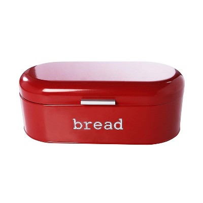 Juvale Large Metal Bread Box Bin, Stainless Steel Red Food Stoarge Box Container for Kitchen Countertop