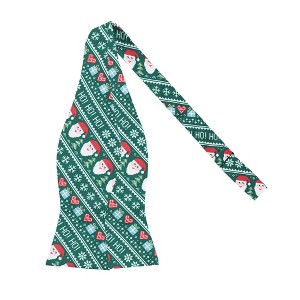 Jacob Alexander Men's Santa Claus Gifts Hearts Snowflakes Diagonal Pattern Traditional Freestyle Self-Tie Bow Tie - 1 of 3