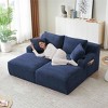 Aukfa 71"Modern Corduroy Double Chaise Lounge Sofa with 2-Pillows,No Assembly Required with Cup Holders - 3 of 4