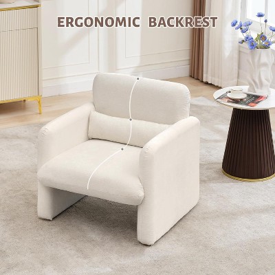 Modern Accent Chair, Single Sofa Chair with Arms, Chenille Upholstered Comfy Reading Arm Chair with Waist Pillow,Modern Accent Chair