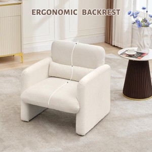 Modern Accent Chair, Single Sofa Chair with Arms, Chenille Upholstered Comfy Reading Arm Chair with Waist Pillow,Modern Accent Chair - 1 of 4