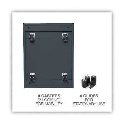 Charcoal 2-Drawer Mobile Steel File Cabinet with Lock