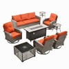 XIZZI Patio Furniture Sets for Relaxation, Comfy 3.5-Inch Cushions & 360° Swivel Action for Extra Comfort, 9 Pcs/Set - Fire Pit Table, Orange - 2 of 4