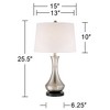 360 Lighting Simon Modern Table Lamps 25 1/2" High Set of 2 Brushed Nickel with USB Charging Port White Fabric Drum Shade for Bedroom Living Room Desk - 4 of 4