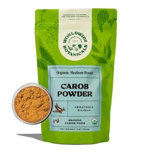 Worldwide Botanicals Organic Carob Powder, Medium Roast – 1 lb – Caffeine Free Cocoa Alternative – Low Fat Super Food with Natural Sweetness - 1 of 4