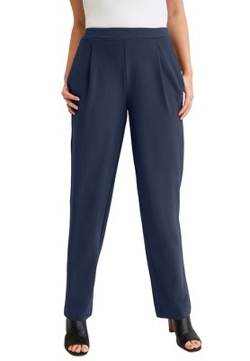 Jessica London Women's Plus Size Stretch Knit Crepe Straight Leg Pants