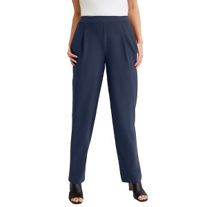 Jessica London Women's Plus Size Stretch Knit Crepe Straight Leg Pants - 1 of 4