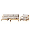 Christopher Knight Home Simon 4 Piece Rustic Patio Acacia Wood Slatted Design Upholstered Seating Set, Teak/Beige - 2 of 4