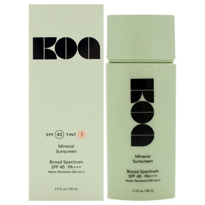 KOA Mineral Sunscreen SPF 45 - Daily UV Protection - Contains Vitamin B and Chamomile - Lightweight Formula - Tint - 1.7 oz