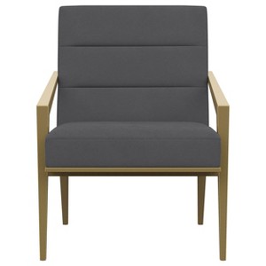TiramisuBest Modern Upholstered Metal Arm Accent Chair, Dark Grey with Gold Angular Frame & Sloping Arms for Living Room Furniture - 1 of 4
