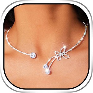 Butterfly Choker Necklace Silver Rhinestone Crystal Jewelry Necklaces for Women - 1 of 4