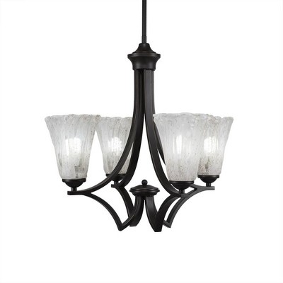 Toltec Lighting Zilo 4 - Light Chandelier in  Dark Granite with 5.5" Fluted Italian Ice Shade