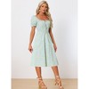 Allegra K Women's Summer Floral Puff Sleeve Square Neck Midi Smocked Dresses - 4 of 4