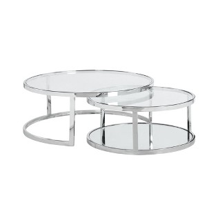 Chintaly Imports,Contemporary 2-In-1 Nesting Cocktail Table Set - 1 of 4